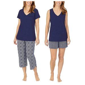 Carole Hochman Women's 4-Piece Pajama Sleep Set, Small, Blue
